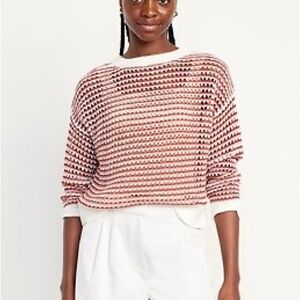 Old Navy White and Red Knit Sweater